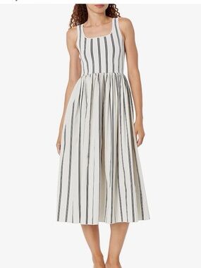 Theory state and Black Vertical Stripe Sleeveless Dress